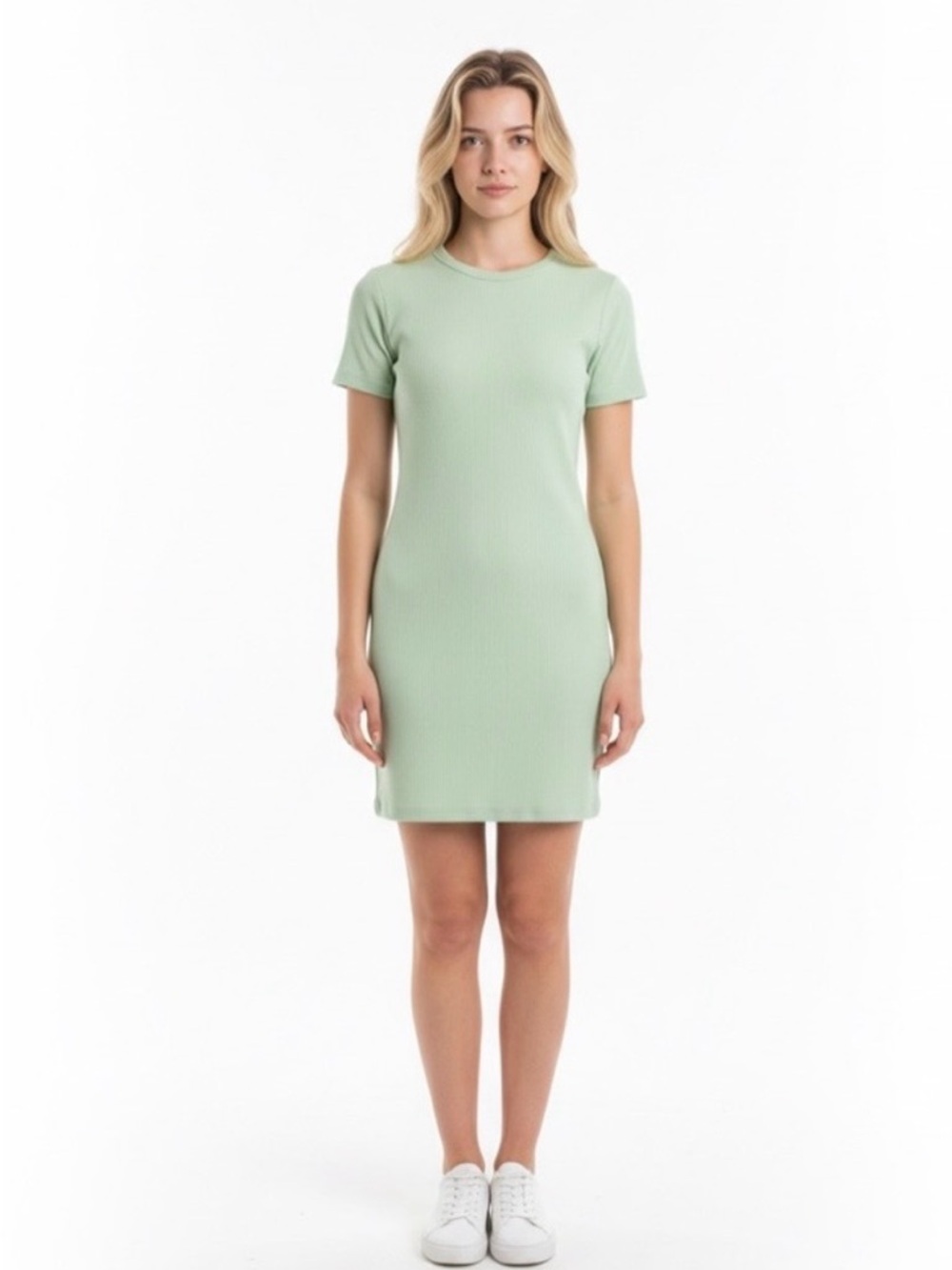 Wild Fable Sz Medium Mint Green Ribbed Short Sleeve Mini Dress